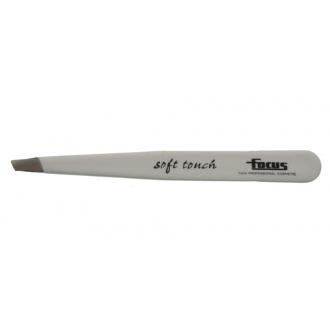 Focus Slanted Soft Touch Tweezer - White - Beautopia Hair & Beauty