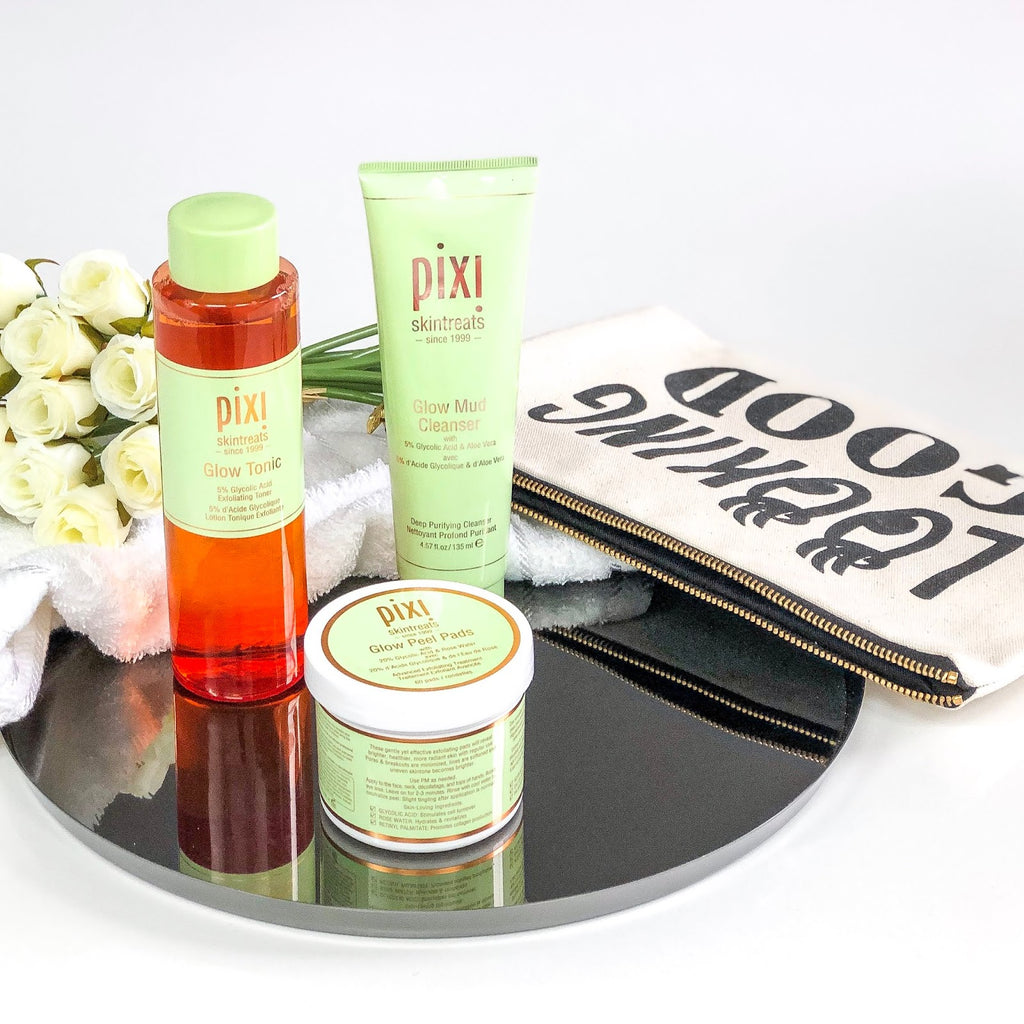 PRODUCT REVIEW: PIXI SKINTREATS GLOW TONIC, GLOW MUD CLEANSER AND GLOW PEEL PADS