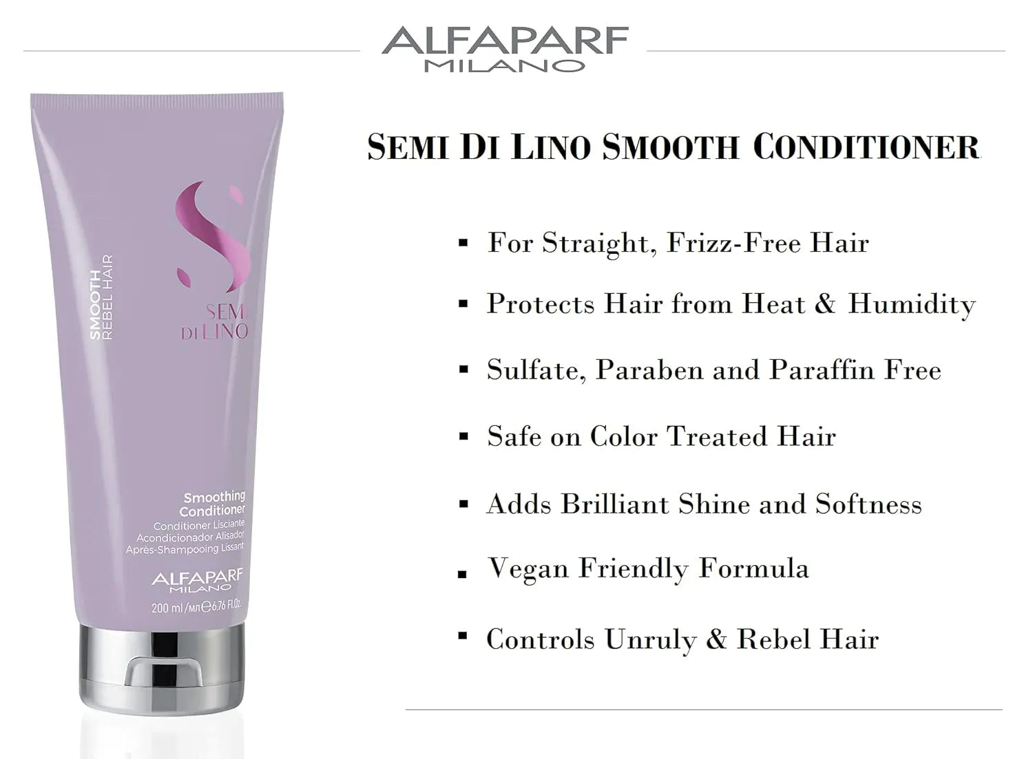 Alfaparf Milano Semi Di Lino Smooth Smoothing Low Shampoo 250ml & Conditioner 200ml Duo