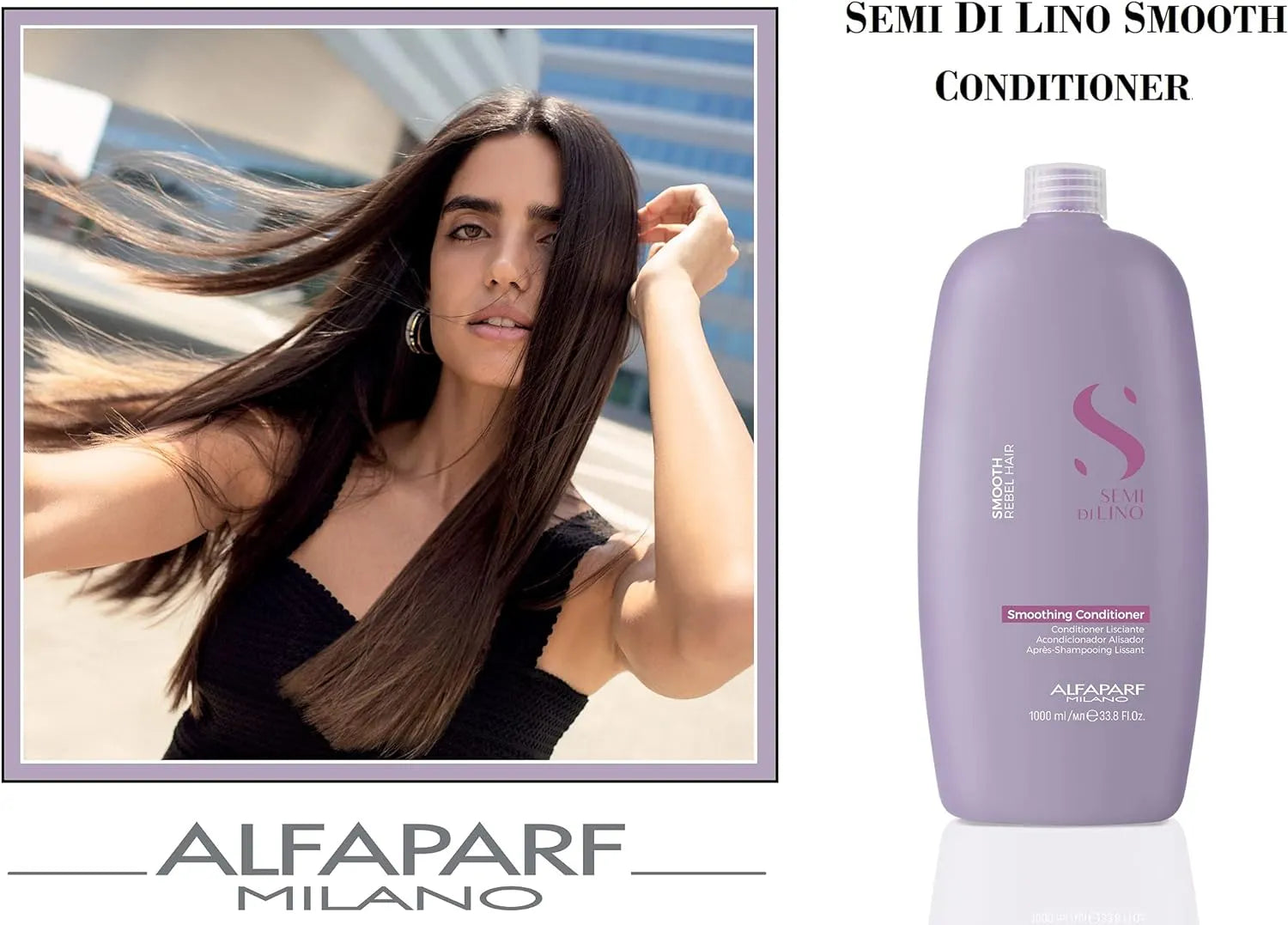 Alfaparf Milano Semi Di Lino Smooth Smoothing Low Shampoo & Conditioner 1 Litre Duo
