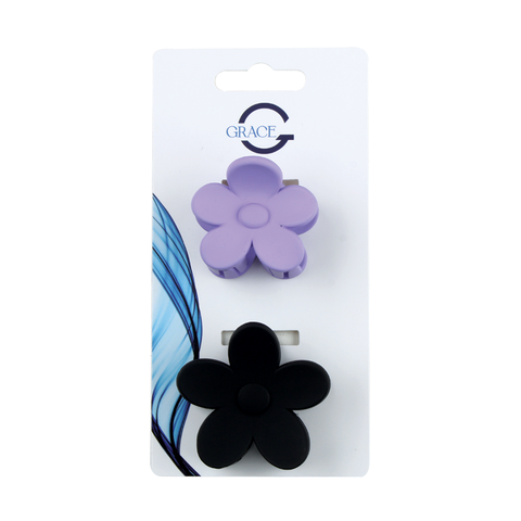 Grace Claw Clip Set Flower Black + Lilac