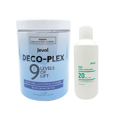 Jeval Deco-Plex Dust Free Lightening Powder + Free Jeval 20 Vol Developer