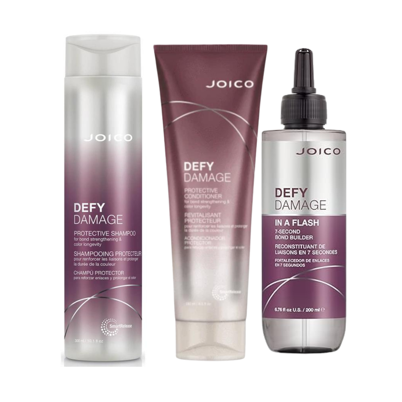 Joico Defy Damage Protective Shampoo, Conditioner & In A Flash 7-Second Bond Builder Trio