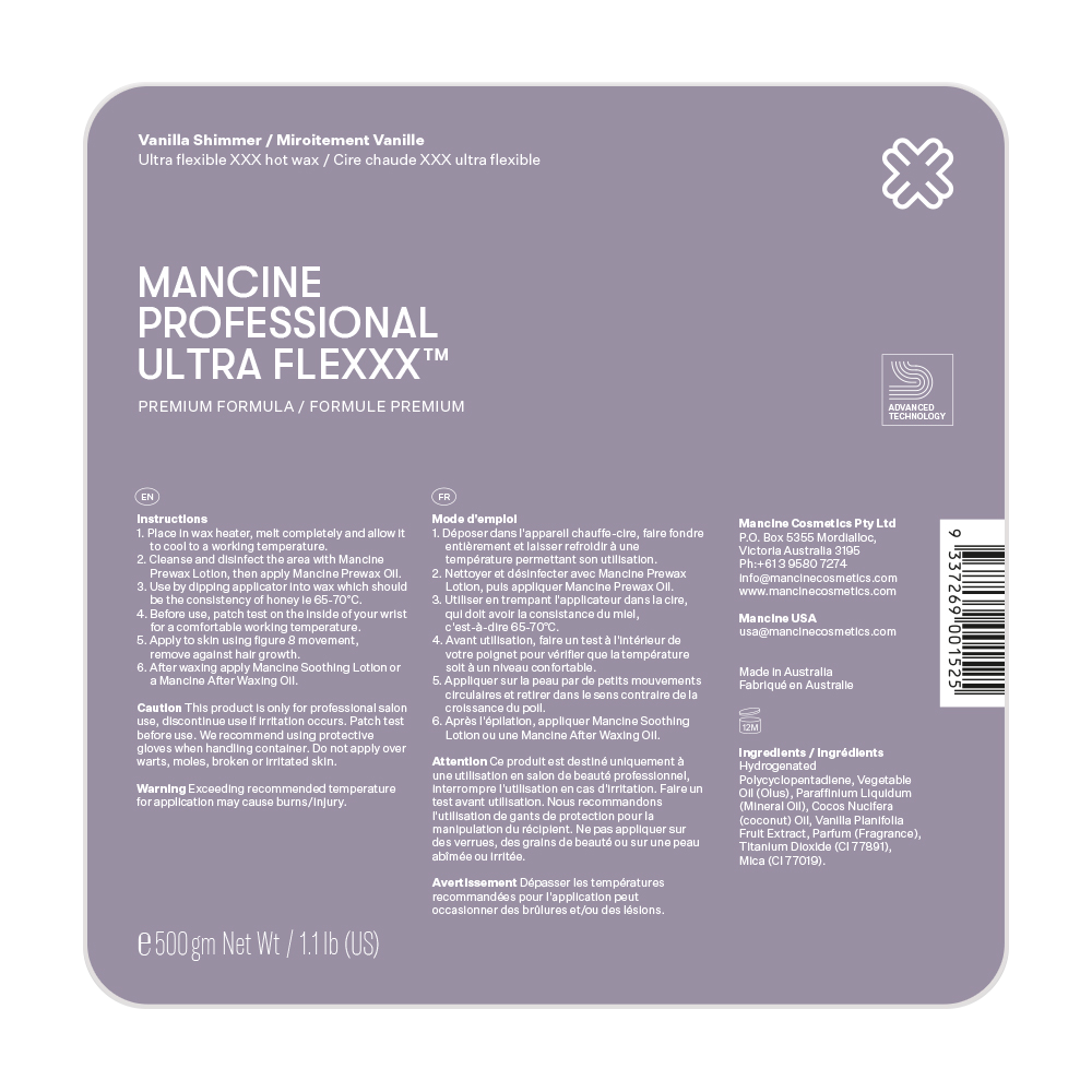 Mancine Hot Wax Ultra Flexxx Vanilla Shimmer 500g