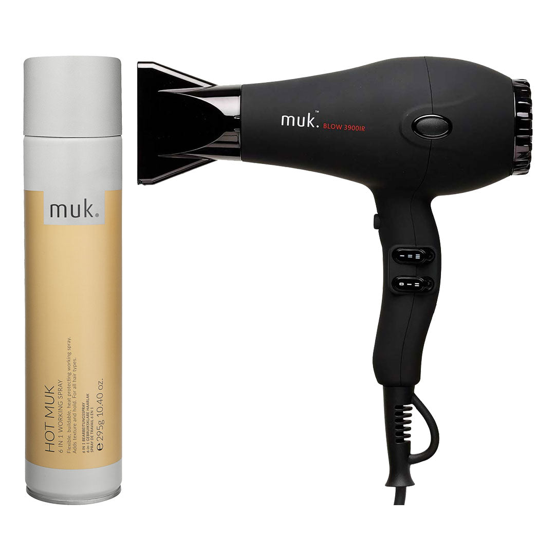 MUK Black Hair Dryer & MUK 6 in 1 working Spray