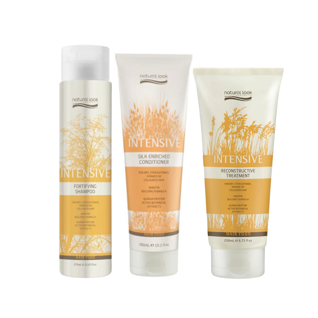 Natural Look Intensive Fortifying Shampoo, Conditioner & Reconstructive Treatment Trio