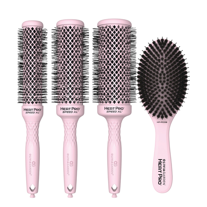 Olivia Garden Heat Pro Speed XL + Boar Combo Pastel Pink Bundle
