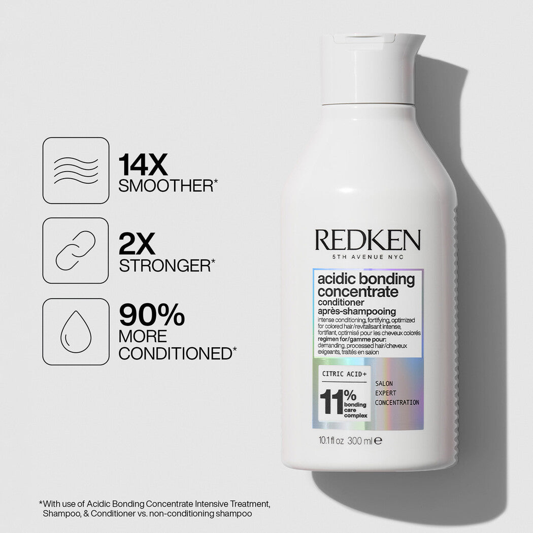 Redken Acidic Bonding Concentrate Shampoo, Conditioner and Leave-In Treatment Trio