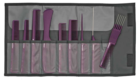 Jaguar Ionic 9 Piece Comb Set with Case Purple