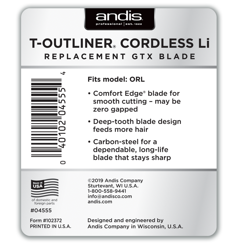 Andis Replacement Blade for T-Outliner Cordless - Deep Tooth GTX Blade - Beautopia Hair & Beauty