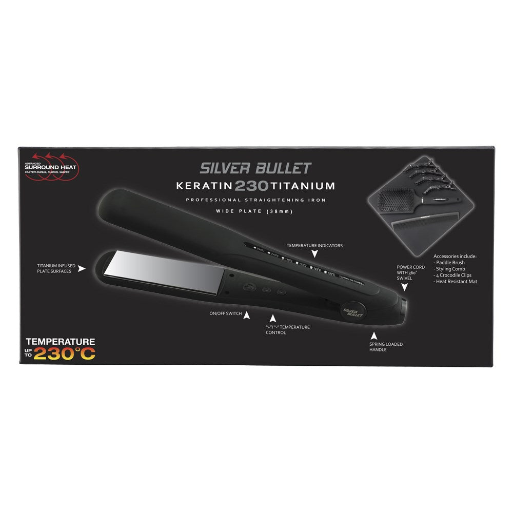 Silver Bullet Keratin 230 Titanium Hair Straightener - 38mm Wide Plate - Beautopia Hair & Beauty