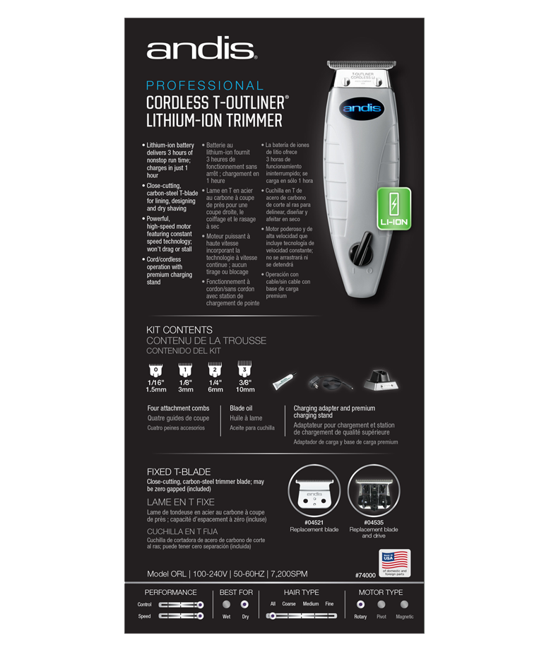 Andis Cordless T-Outliner Li Trimmer - Beautopia Hair & Beauty