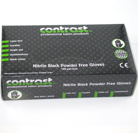 Contrast Nitrile Black Powder Free Gloves Large 100pk - Beautopia Hair & Beauty