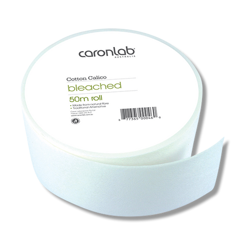 Caronlab Cotton Calico White Roll Bleached 50m - Beautopia Hair & Beauty