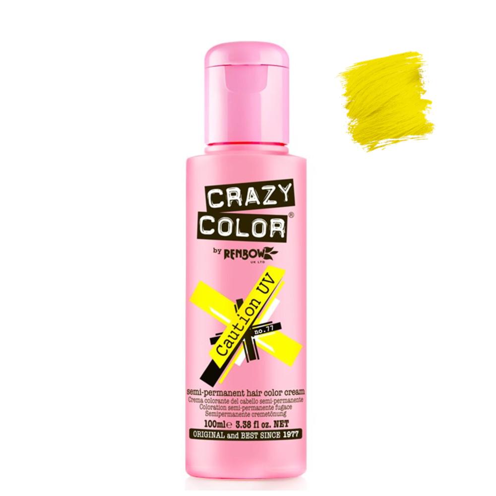 Crazy Color Semi Permanent Caution UV #077 100ml - Beautopia Hair & Beauty