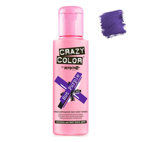 Crazy Color Semi Permanent Hot Purple #062 100ml - Beautopia Hair & Beauty