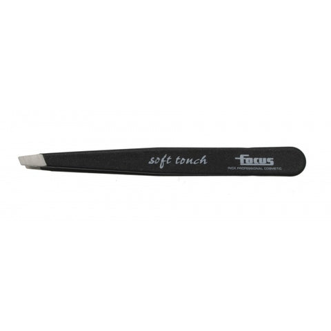 Focus Slanted Soft Touch Tweezer - Black - Beautopia Hair & Beauty