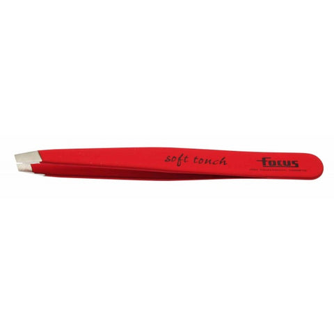 Focus Slanted Soft Touch Tweezer - Red - Beautopia Hair & Beauty