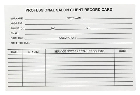 Salon Record Cards-Beautopia Hair & Beauty Supplies-Beautopia Hair & Beauty