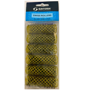 Santorini Swiss Brush Rollers - Yellow 20mm - 6pk - Beautopia Hair & Beauty