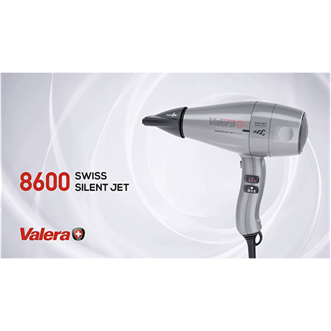 Valera Professional 2400W Swiss Silent Jet 8600 Ionic Silver Hair Dryer